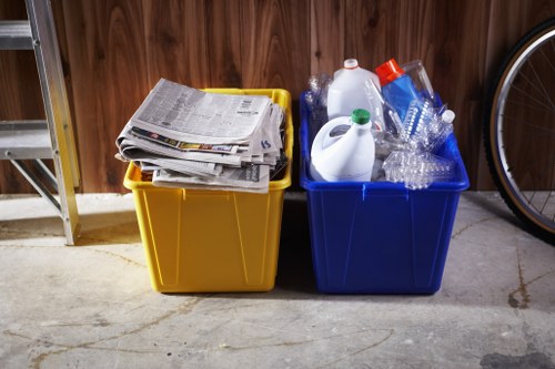 Council truck collecting rubbish in Burnt Oak