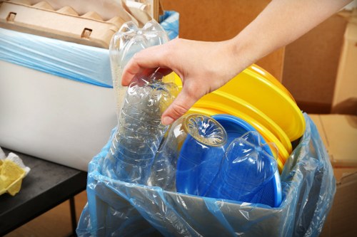 Separated recyclable materials in Forestdale recycling bins